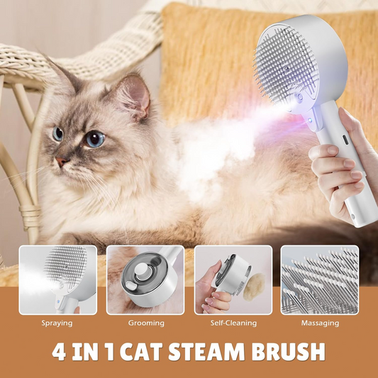 3-in-1 Steamy Pet Brush - Ultrasonic Mist, Grooming & Sanitizing Tool