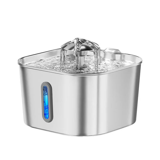 Cat Water Fountain Stainless Steel: 74oz/2.2L Cat Fountain for Drinking- Automatic Dog Watering Dispenser Bowl - Pet Feeding & Watering Supplies（Long window flower-shaped water outlet）