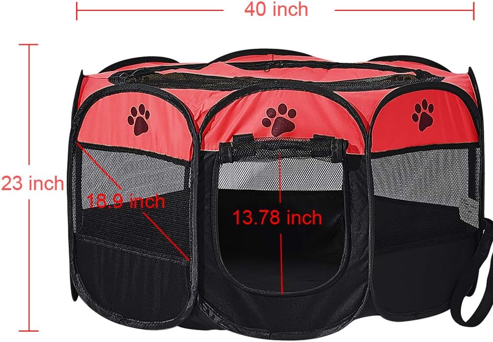 Rose Foldable Pet Dog Playpen, Pop Up Portable Cat Playpen, Indoor/Outdoor for Kitten Puppy Play Pen, Cats Crate Tent with Carrying Bag