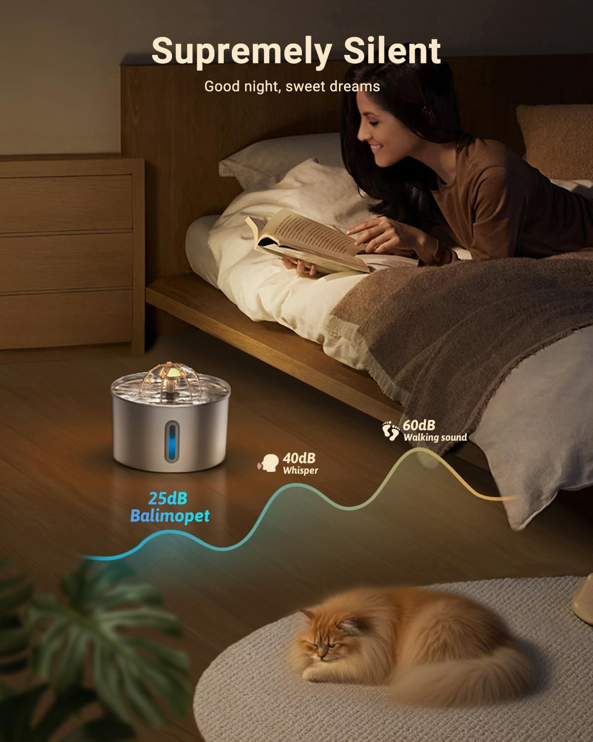 Cat water fountain, pet water fountain made of stainless steel, automatic.