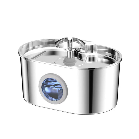 Cat Water Fountain Stainless Steel: 74oz/2.2L Cat Fountain for Drinking- Automatic Dog Watering Dispenser Bowl - Pet Feeding & Watering Supplies（Runway flower water outlet）