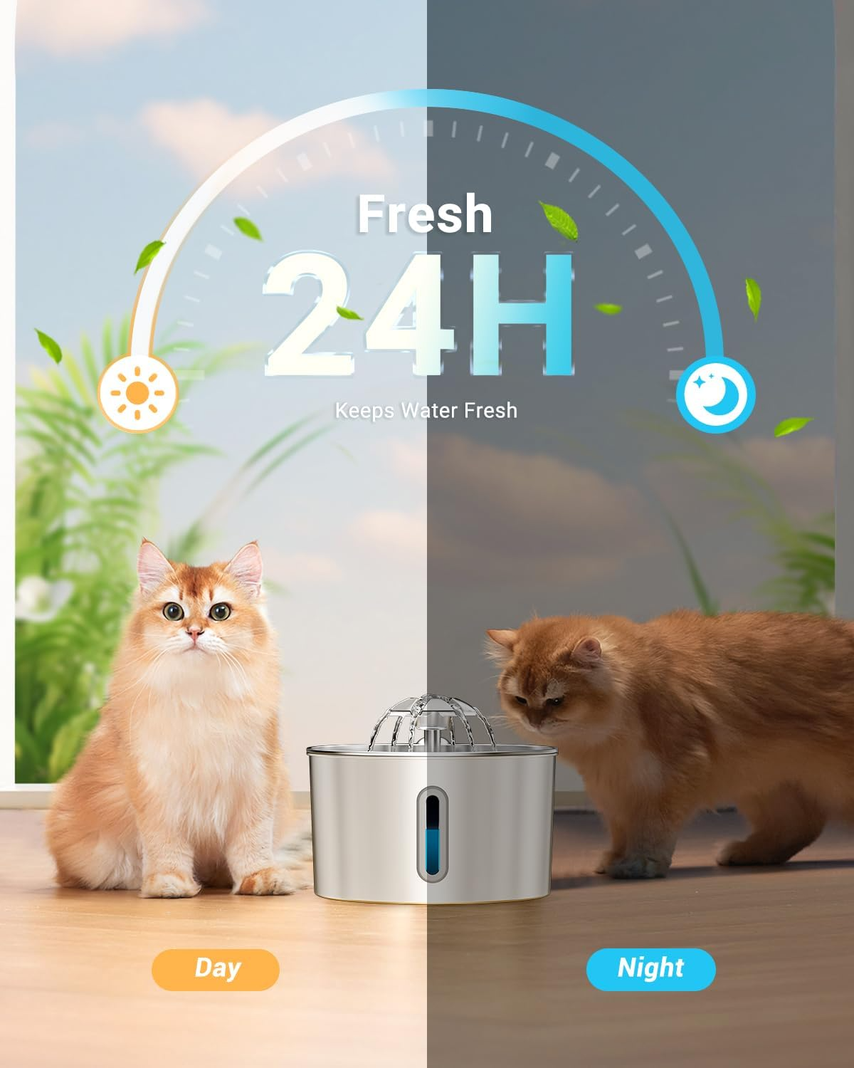 Cat water fountain, pet water fountain made of stainless steel, automatic.