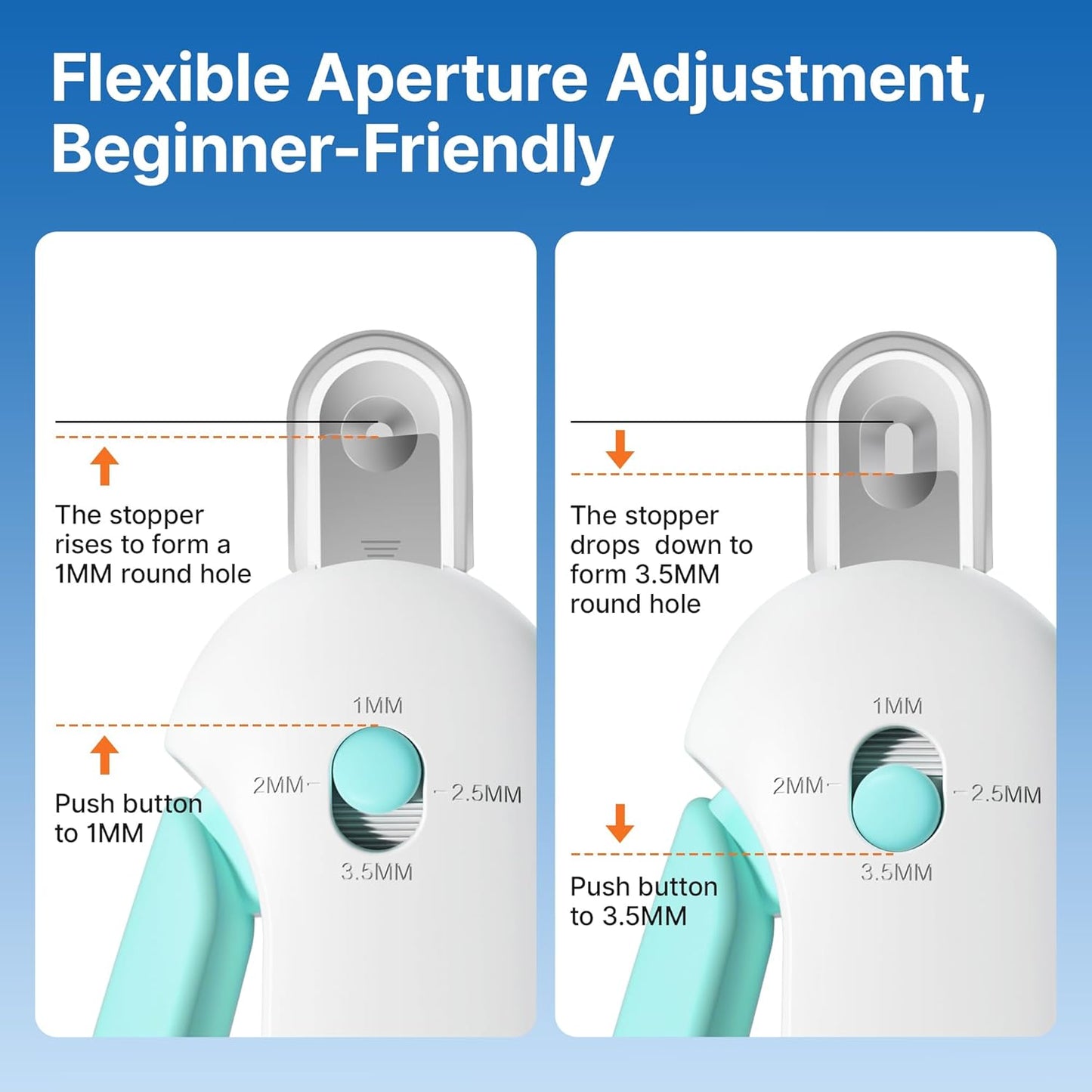 Cat Nail Clipper with Adjustable 3-Size Trimming Hole & Hidden Nail File | Safe Toenail Trimmer for Kittens & Indoor Cats | Anti-Splash Claw Cutter for Grooming (Blue)