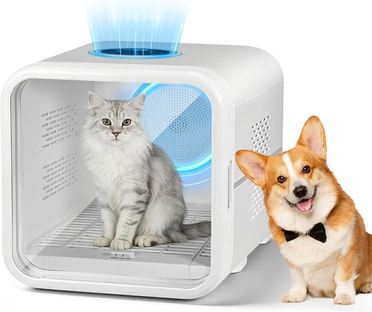 Automatic Pet Hair Dryer Box,Powerful Motor Fans Blower for Cats and Small Dogs,360° Drying,Temperature Control,Self-Dryer Boxes with 3 Adjustable Speed Settings&Quick Drying Modes
