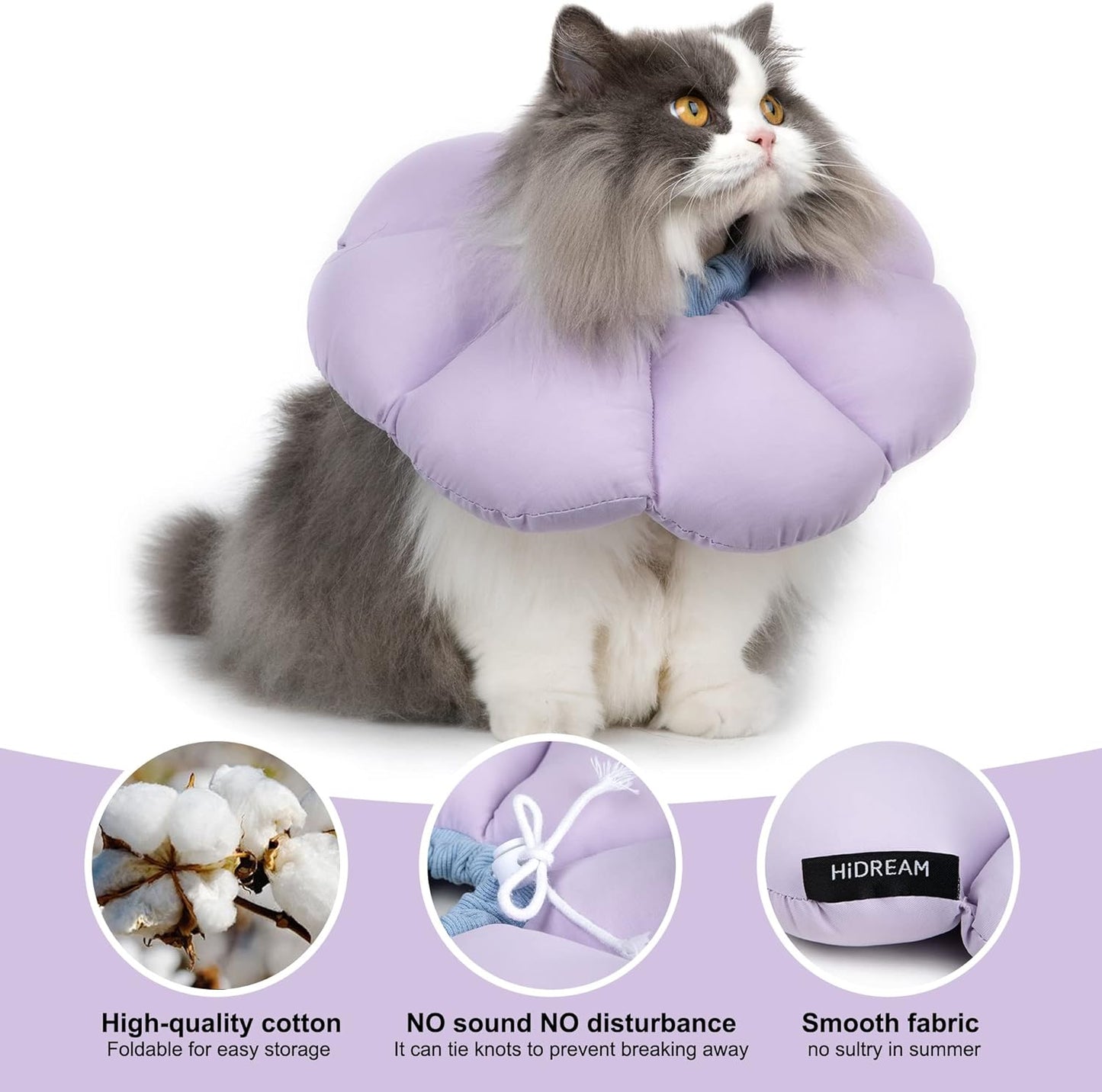Cat Cone Collar,Cute Waterproof Cat Recovery Collar,Anti-Bite Lick Wound Healing Safety Elizabethan e Collar for Cats