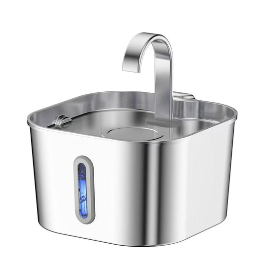 Cat Water Fountain Stainless Steel: 74oz/2.2L Cat Fountain for Drinking- Automatic Dog Watering Dispenser Bowl - Pet Feeding & Watering Supplies（Square flat tube）