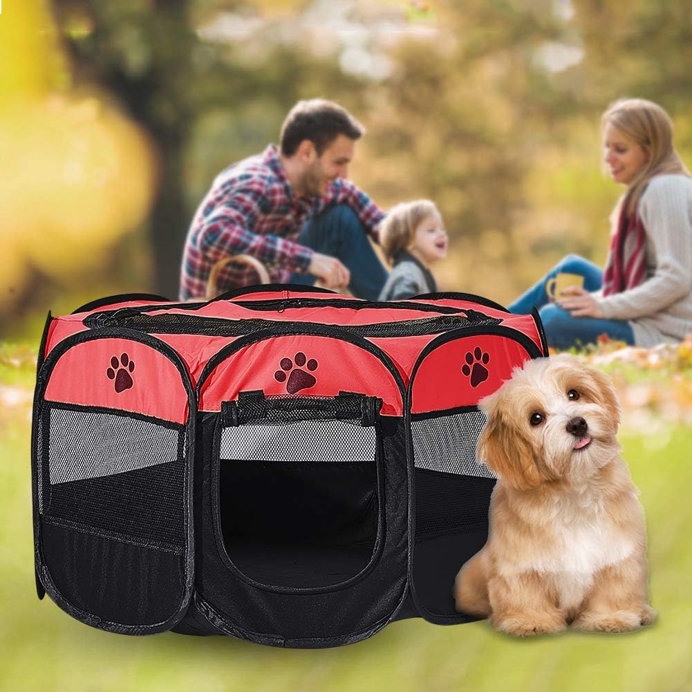 Rose Foldable Pet Dog Playpen, Pop Up Portable Cat Playpen, Indoor/Outdoor for Kitten Puppy Play Pen, Cats Crate Tent with Carrying Bag