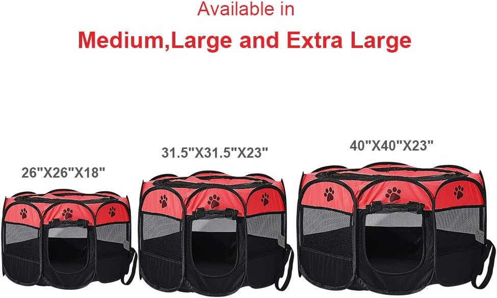 Rose Foldable Pet Dog Playpen, Pop Up Portable Cat Playpen, Indoor/Outdoor for Kitten Puppy Play Pen, Cats Crate Tent with Carrying Bag